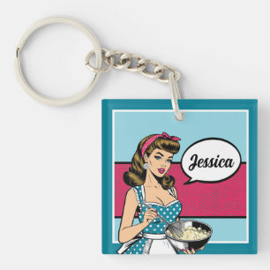 Retro Pinup_ Hey Darlin Key Ring