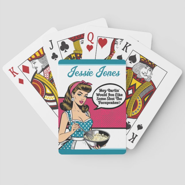 Retro Pinup_ Hey Darlin Playing Cards (Back)