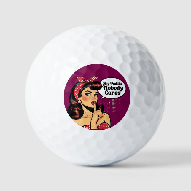 Retro Pinup_ Hey Pudding  Golf Balls (Front)