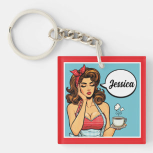Retro Pinup_ Morning Person Key Ring
