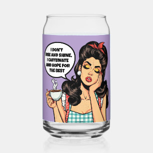 Retro Pinup_ Rise and Shine Can Glass