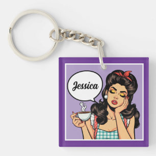 Retro Pinup_ Rise and Shine Key Ring