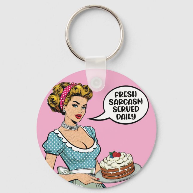 Retro Pinup_ Served Daily Key Ring (Back)