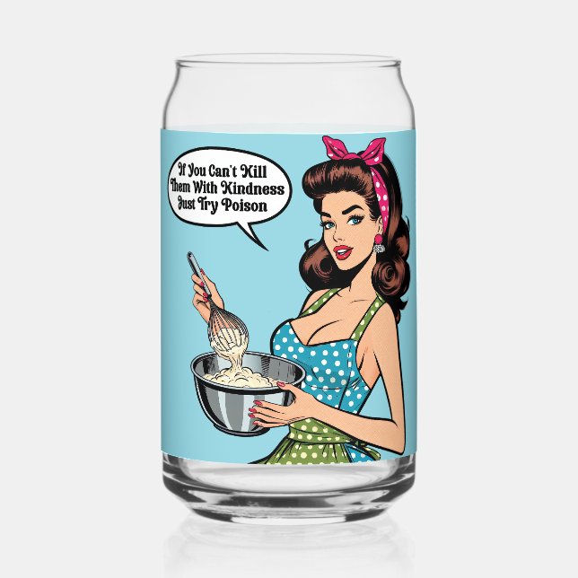 Retro Pinup_ With Kindness Can Glass (Front)