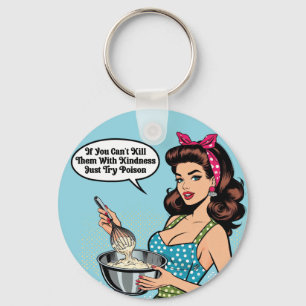 Retro Pinup_ With Kindness Key Ring