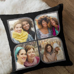 Retro Pinwheel 4 Photo Flower Petal Black Cushion<br><div class="desc">Stylish photo pillow in black and grey with retro pinwheel style photo collage. The photo template is set up for you to add 4 of your favourite photos, which are automatically displayed in the flower petal shapes. If you have any problem with picture placement, try cropping your photo to a...</div>