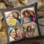 Retro Pinwheel 4 Photo Flower Petal Brown Cushion<br><div class="desc">Stylish photo pillow in brown and tan with retro pinwheel style photo collage. The photo template is set up for you to add 4 of your favourite photos, which are automatically displayed in the flower petal shapes. If you have any problem with picture placement, try cropping your photo to a...</div>