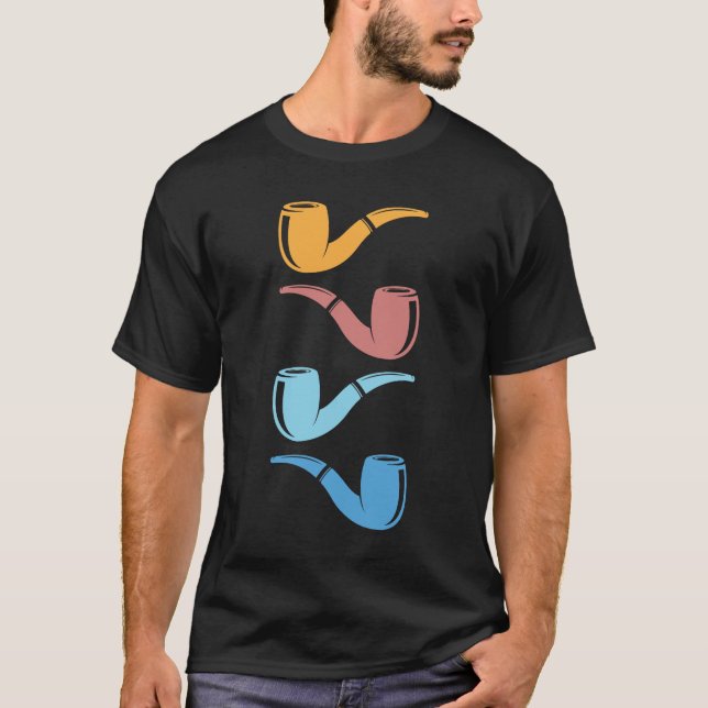Retro Pipe Smoking Colorful Pipes Smoker T-Shirt (Front)