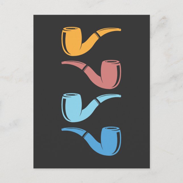 Retro Pipe Smoking Colourful Pipes Smoker Postcard (Front)