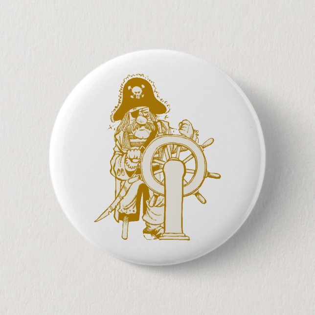 Retro Pirate 6 Cm Round Badge (Front)