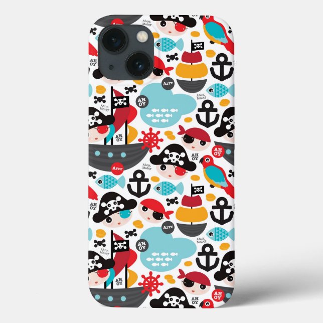 Retro pirates illustration sailing Case-Mate iPhone case (Back)