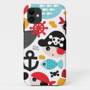 Retro pirates illustration sailing iPhone 11 case