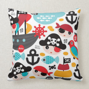 Retro pirates illustration sailing cushion