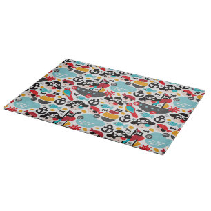 Retro pirates illustration sailing cutting board