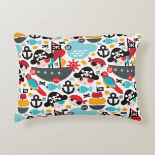 Retro pirates illustration sailing decorative cushion