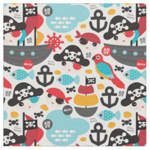 Retro pirates illustration sailing fabric