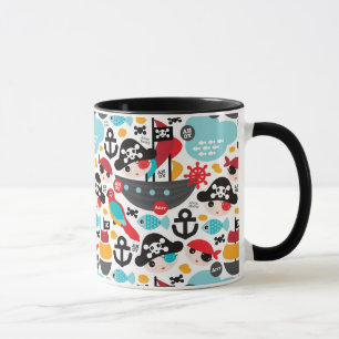 Retro pirates illustration sailing mug