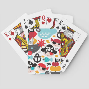 Retro pirates illustration sailing playing cards