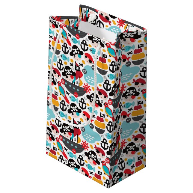 Retro pirates illustration sailing small gift bag (Back Angled)