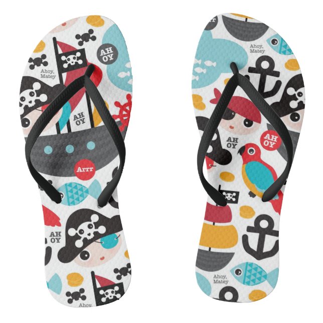 Retro pirates illustration sailing thongs (Footbed)