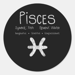 Retro Pisces Zodiac Sign Fish Water Astrology Gift Classic Round Sticker