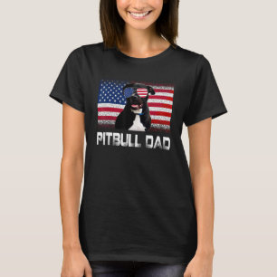 Retro Pitbull Dad Dog Owner Father's Day American T-Shirt