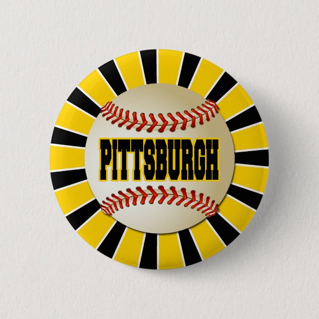 RETRO PITTSBURGH BASEBALL 6 CM ROUND BADGE (Front)