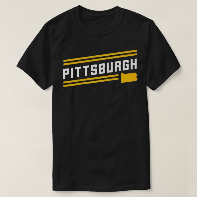 Retro Pittsburgh City Stripes Yellow Pennsylvania  T-Shirt (Design Front)