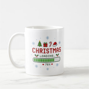Retro Pixel Art Christmas Loading 75 Percent Gamer Coffee Mug