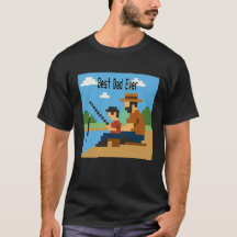 Retro Pixel Art Fishing Dad for Father's day 