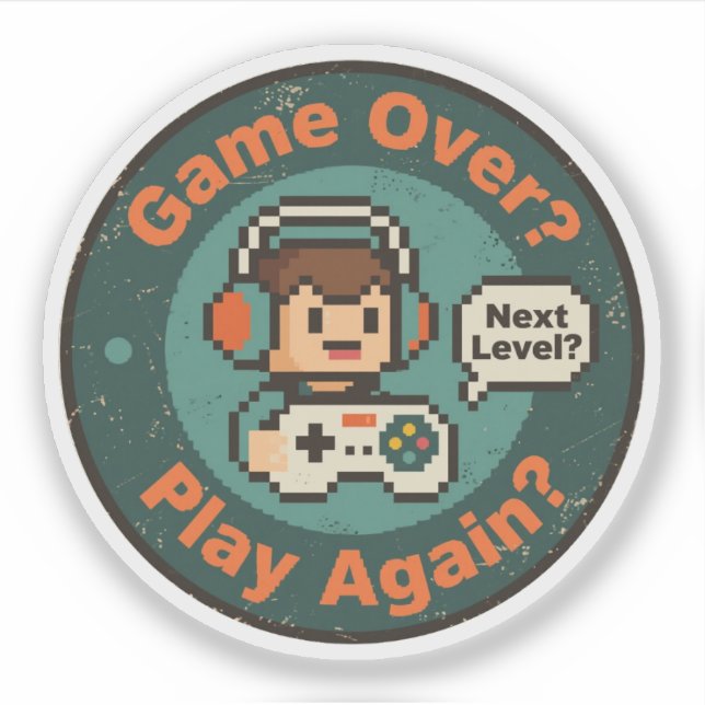Retro Pixel Art Game Over Play Again Gamer Design (Front)