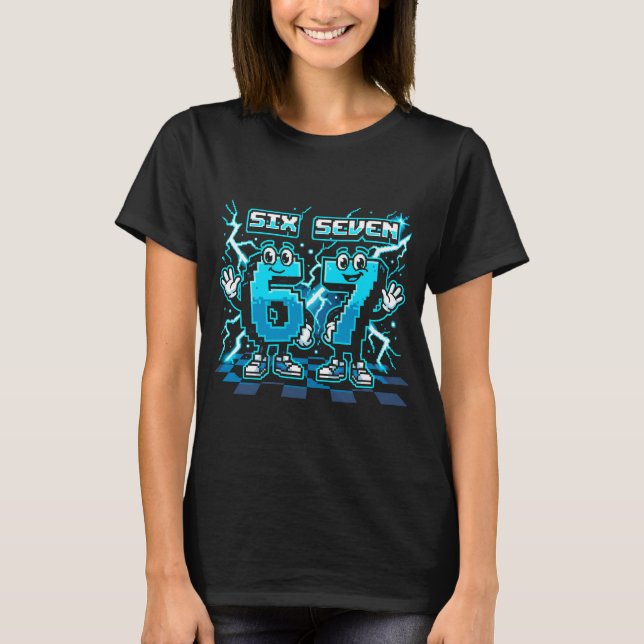 Retro Pixel Art Number 67 Shirt - 8-Bit Gaming Gra (Front)