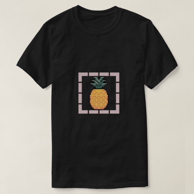 Retro Pixel Art Pineapple Fun Minimalist T-Shirt (Design Front)