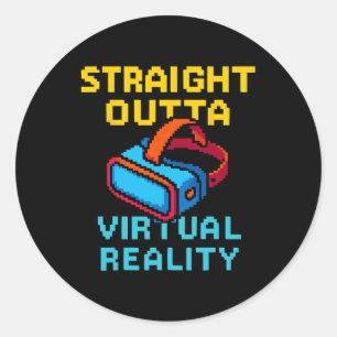 Retro Pixel Art Virtual Reality Graphic For A Vr G Classic Round Sticker