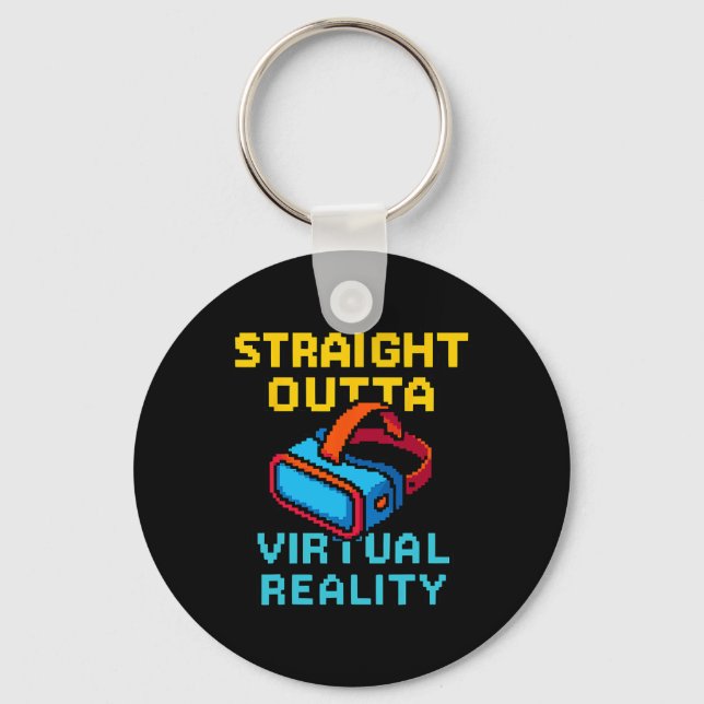 Retro Pixel Art Virtual Reality Graphic For A Vr G Key Ring (Front)