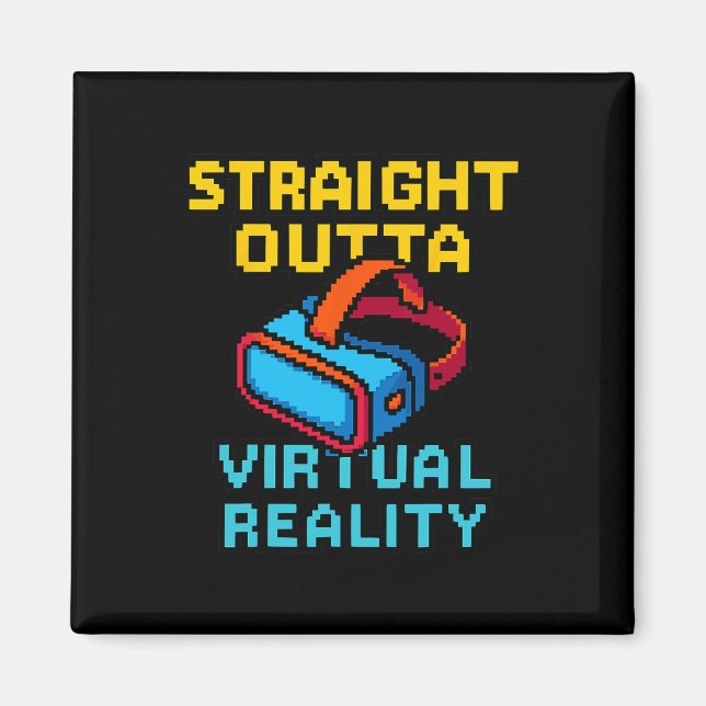 Retro Pixel Art Virtual Reality Graphic For A Vr G Magnet (Front)