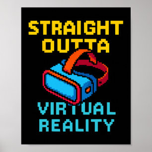 Retro Pixel Art Virtual Reality Graphic For A Vr G Poster