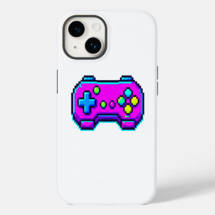 Retro Pixel Game Controller Neon Gamer Gift Art iPhone 14 Case