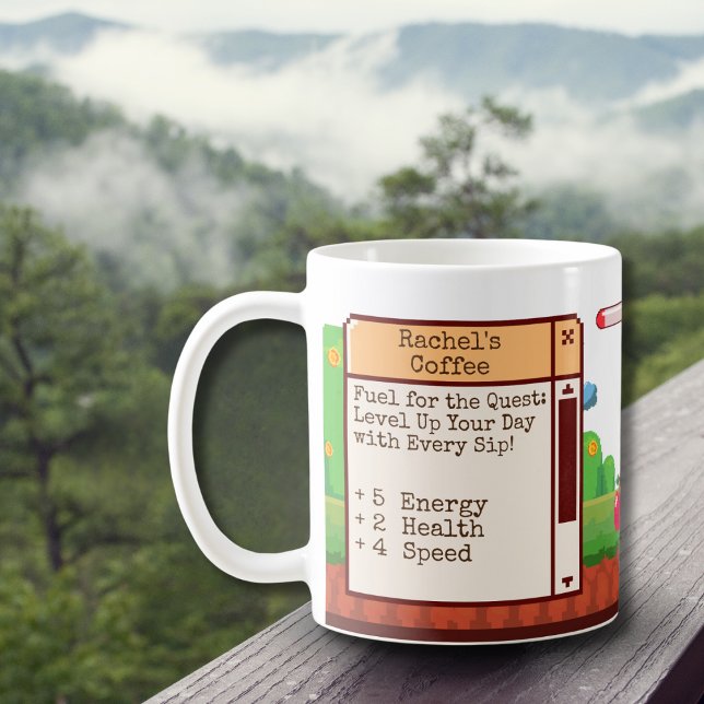 Retro Pixel Gaming Personalised Coffee Mug (Creator Uploaded)