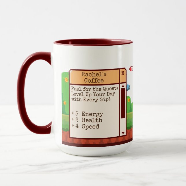 Retro Pixel Gaming Personalised Mug (Left)