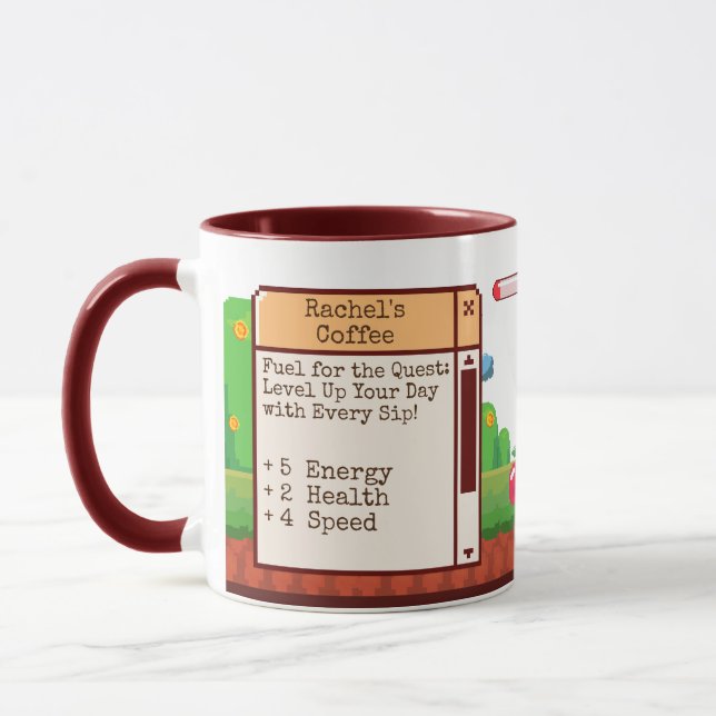 Retro Pixel Gaming Personalised Mug (Left)