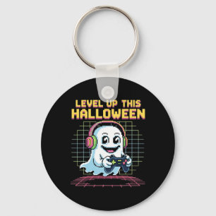 Retro Pixel Ghost Gamer Halloween Cute Spooky Gami Key Ring