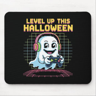 Retro Pixel Ghost Gamer Halloween Cute Spooky Gami Mouse Pad