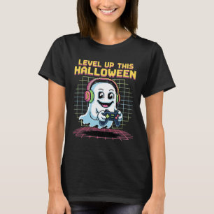 Retro Pixel Ghost Gamer Halloween Cute Spooky Gami T-Shirt