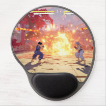 Retro Pixel Showdown Fireball Mousepad