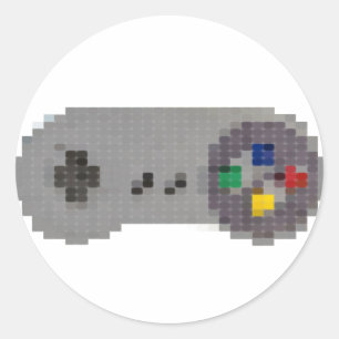 Retro Pixel SNES Controller Classic Round Sticker