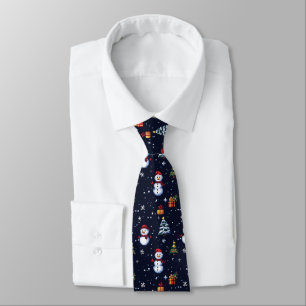 Retro-Pixel-Weihnachten im 8-Bit-Stil Krawatte Tie
