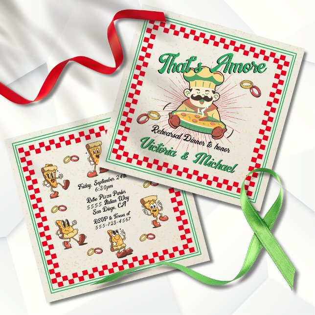 Retro Pizza Box That's Amore Rehearsal Dinner Invitation (Creator Uploaded)