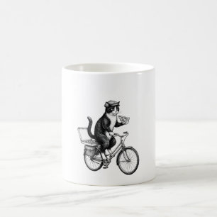 Retro Pizza Delivery Cat  Coffee Mug