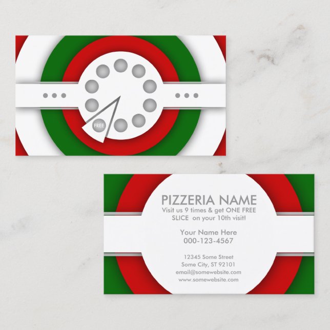 retro PIZZA  loyalty stamp card (Front/Back)